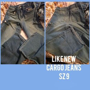 Charlotte Russe Blue Cargo Wide-Leg Jeans